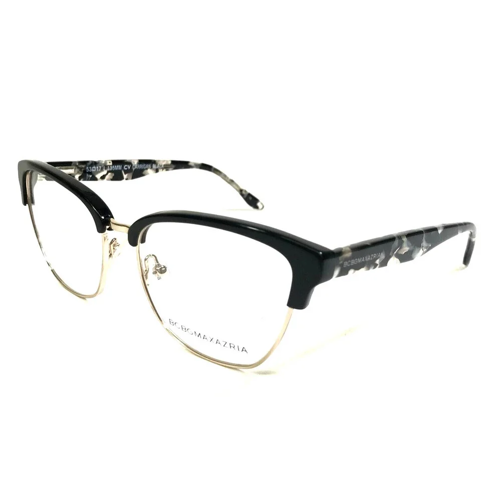 BCBGMAXAZRIA Eyeglasses Frames CARRIGAN BLACK Gold Cat Eye Full Rim 53-17-135